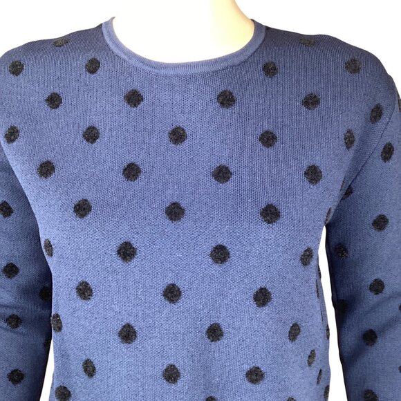 Thakoon Collective Womens Pullover Top Size XS Xsmall Navy Blue Polka Dot Crewne - Picture 3 of 9